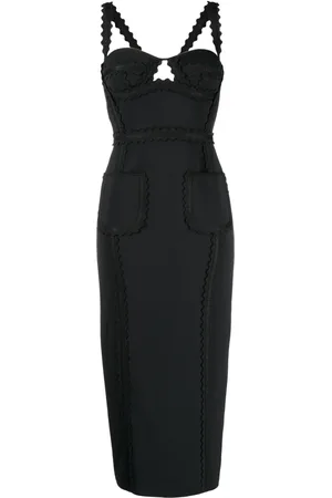 Elie saab Vestido midi con tirantes festoneados