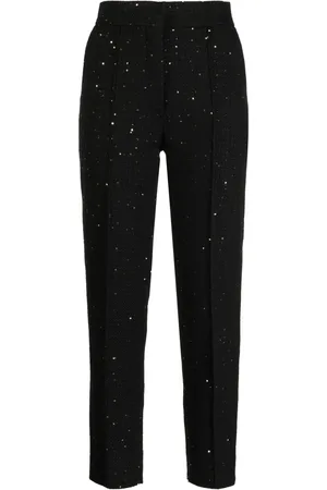 Elie saab Pantalones capri con tiro alto y lentejuelas