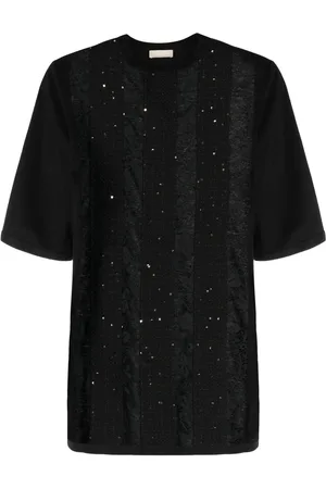 Elie saab Playera con detalles de encaje y cuello redondo