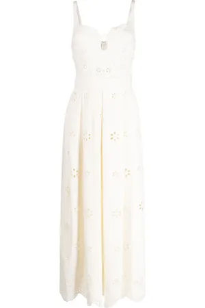 Elie saab Broderie-anglaise sleeveless midi dress