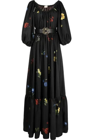 Elie saab Vestido largo con efecto satinado y estampado floral