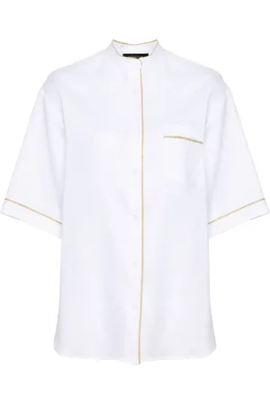 Fabiana Filippi Camisa de chambray con ribete de mostacillas