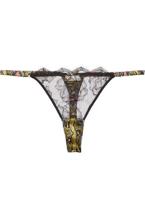 FLEUR DU MAL Tanga con encaje de rosa