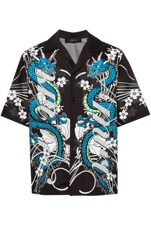 AMIRI Camisa bowling con dragón estampado