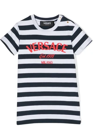 VERSACE Playera con rayas náuticas y logo estampado