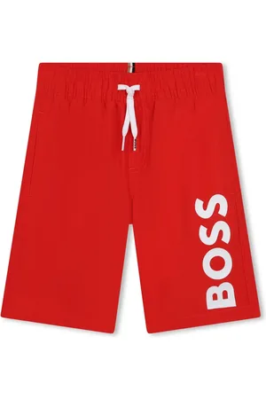 HUGO BOSS Shorts de playa con logo estampado y cordones en la pretina