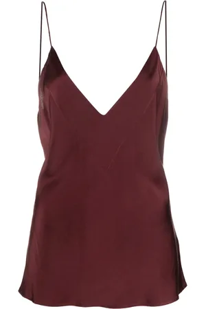 FORTE FORTE Top de seda satinado con cuello en V