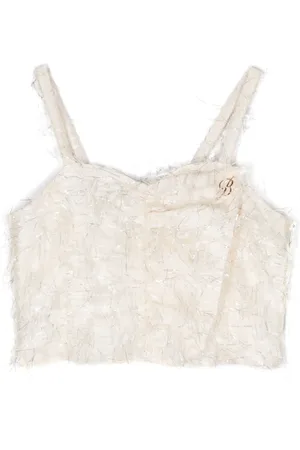 MISS BLUMARINE Top estilo corset con detalle de plumas