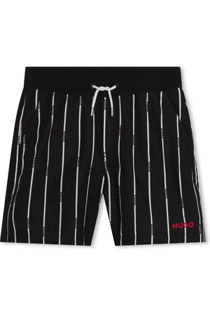 HUGO BOSS Shorts de playa con logo estampado y motivo de rayas