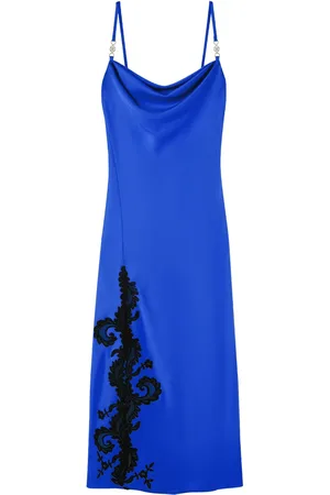 VERSACE Vestido midi de satén con encaje Barocco