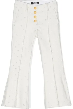 Balmain Pantalones acampanados con logo bordado