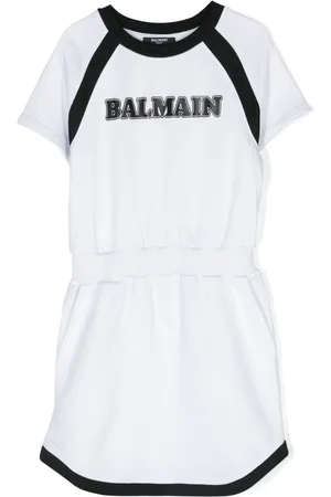 Balmain Vestido estilo suéter con logo estampado