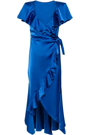 Serafini Vestido midi cruzado con volantes