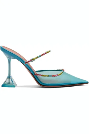 Amina Muaddi Mules Gilda Glass con tacón de 95mm