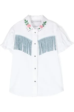 MONNALISA Camisa de popelina con detalle de flecos