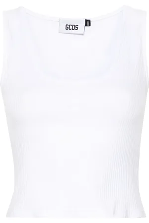 GCDS Top de canalé con logo de lentejuelas