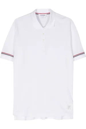 Thom Browne Playera tipo polo de tejido fino con motivo de rayas RWB
