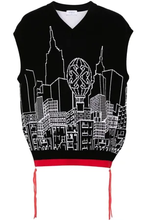 OFF-WHITE Suéter tejido de intarsia sin mangas