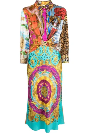 Moschino Vestido midi de seda con estampado gráfico