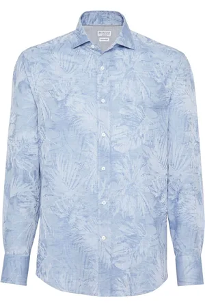 Brunello Cucinelli Camisa con palmeras en jacquard