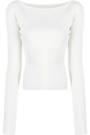 Low Classic Suéter tejido de canalé con cuello barco