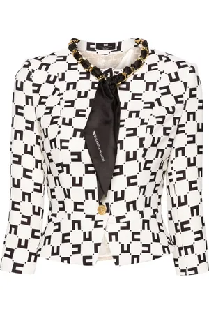 Elisabetta Franchi Blazer corto con motivo del logo