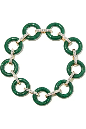 Mateo Pulsera en oro amarillo de 14kt con diamante y malaquita