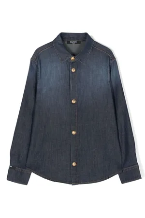Balmain Camisa de tejido cambray con botones