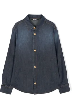 Balmain Camisa de tejido cambray con botones