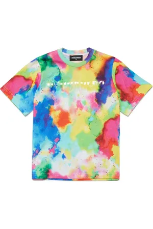 Dsquared2 Playera con estampado tie-dye y logo engomado