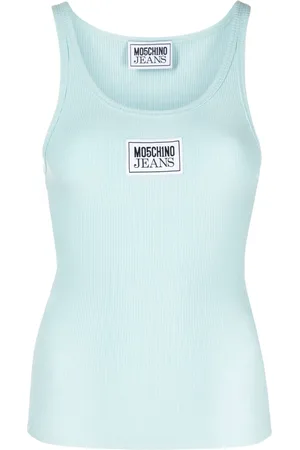 Moschino Top tejido de canalé con parche del logo