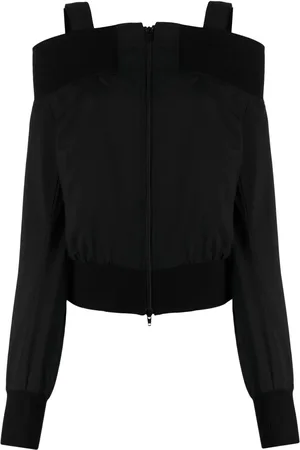 YOHJI YAMAMOTO Off-shoulder zip-up wool jacket
