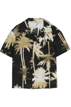 Msgm Camisa de popelina con palmeras estampadas