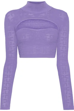 Elisabetta Franchi Top con logo en jacquard