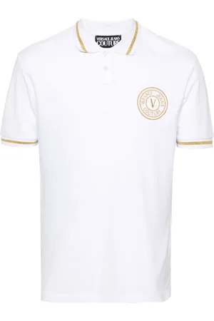 VERSACE Playera tipo polo con logo bordado
