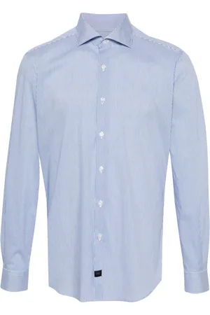 FAY Camisa de popelina con rayas estampadas