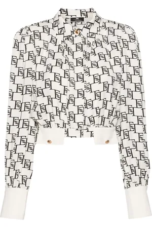 Elisabetta Franchi Blusa georgette con logo estampado