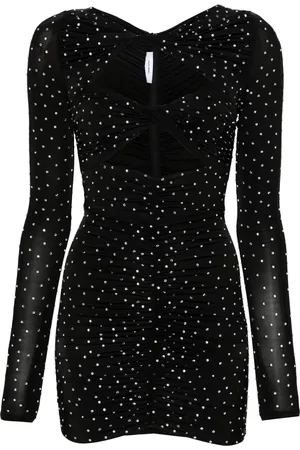 ALEX PERRY Vestido corto con diseño fruncido y detalles de cristal