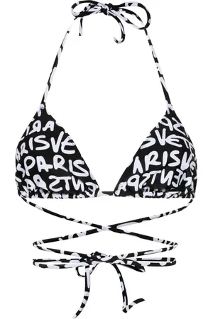 Vetements Top de bikini estilo triángulo con logo estampado