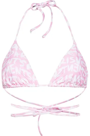 Vetements Top bikini con cuello halter y logo estampado