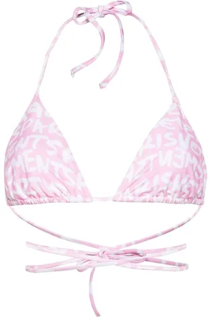 Vetements Top bikini con cuello halter y logo estampado