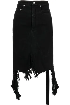 Rick Owens Falda midi de mezclilla con efecto envejecido
