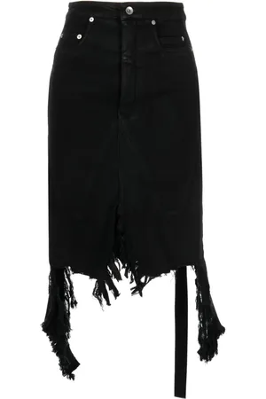 Rick Owens Falda midi de mezclilla con efecto envejecido