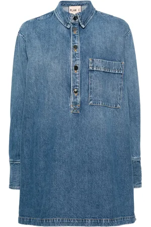 Plan C Blusa de mezclilla con botones laterale
