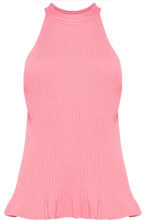 SEMICOUTURE Top tejido de canalé con cuello halter