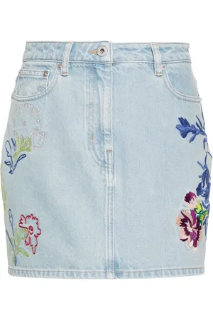 Kenzo Falda corta de mezclilla con bordado floral