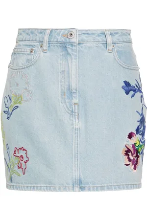 Kenzo Falda corta de mezclilla con bordado floral
