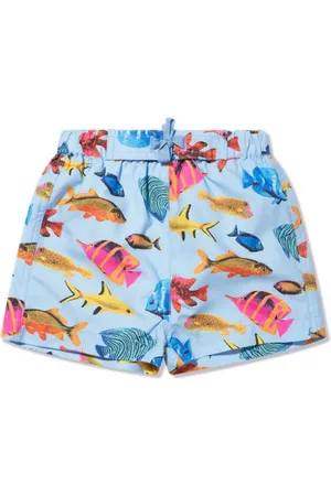 Rachel Riley Shorts de playa con estampado tropical de pez