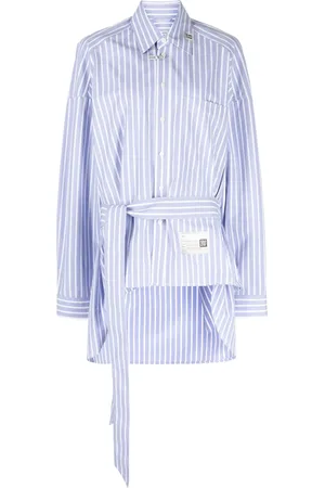 Maison Mihara Yasuhiro Camisa con moño en la cintura y estampado de rayas