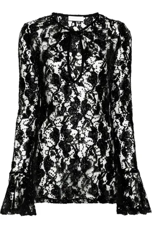 Nina Ricci Top traslúcido con lentejuelas